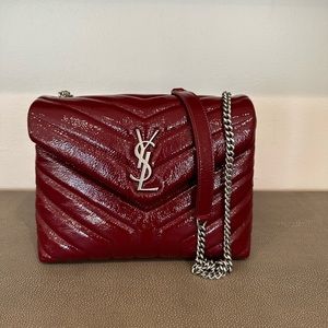 Rare-Small Matelasse Quilted Merlot Patent Bag